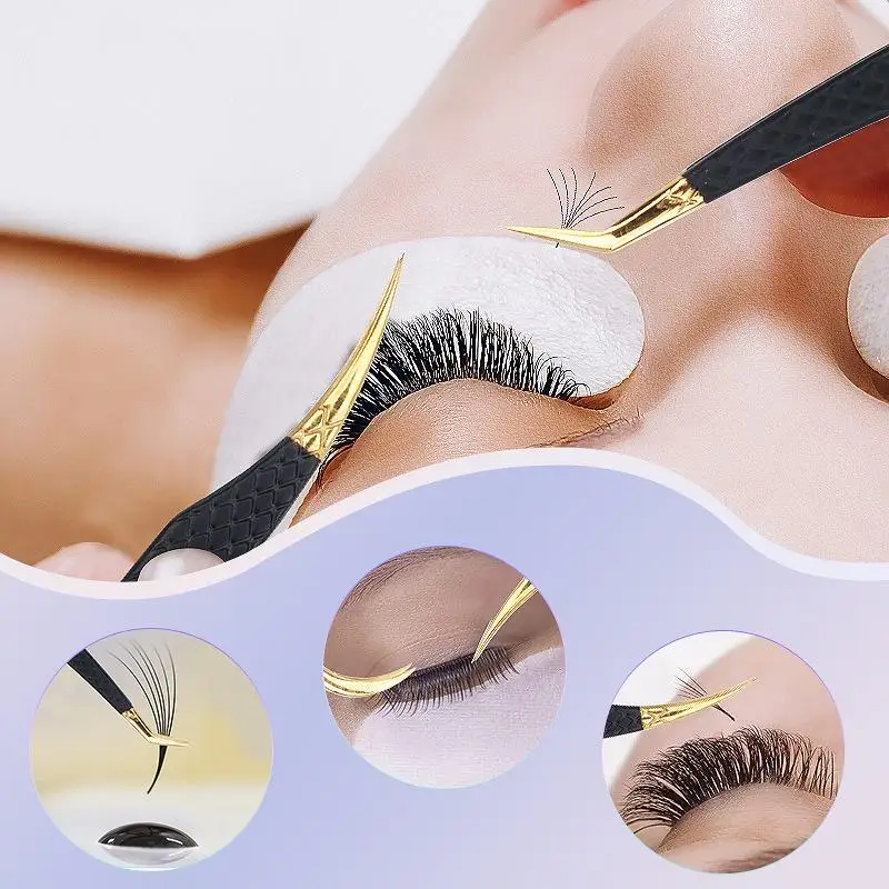 Pince à épiler noire pour Extension de cils, pince antidérapante en acier inoxydable, Clip de haute précision pour sourcils, outil de Salon de beauté pour femmes