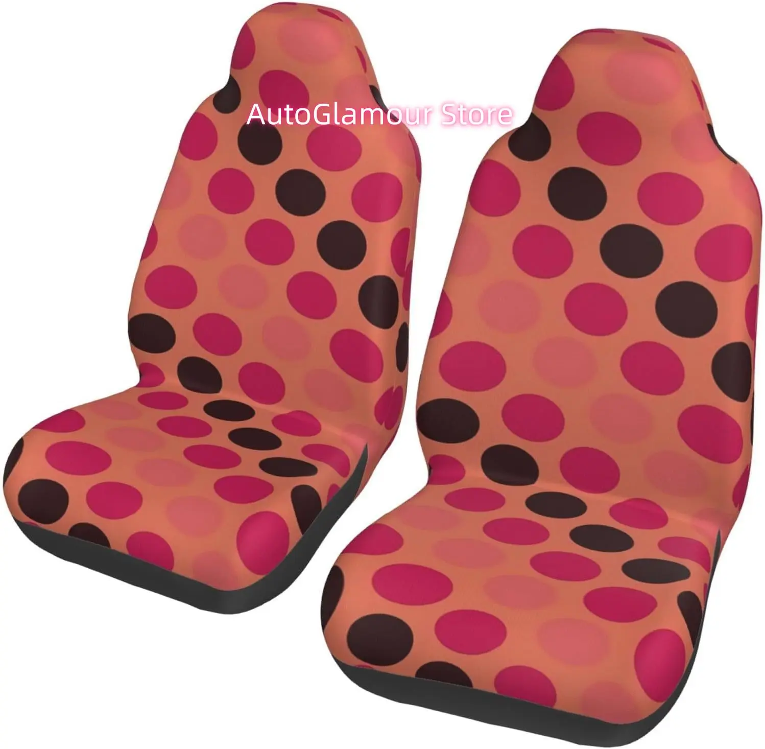 Sou'S Polka Dot Pattern 2-Piece   Seat Cover Complete Set - Elastic Seat Protection Cover for Cars, Trucks, Suvs, a