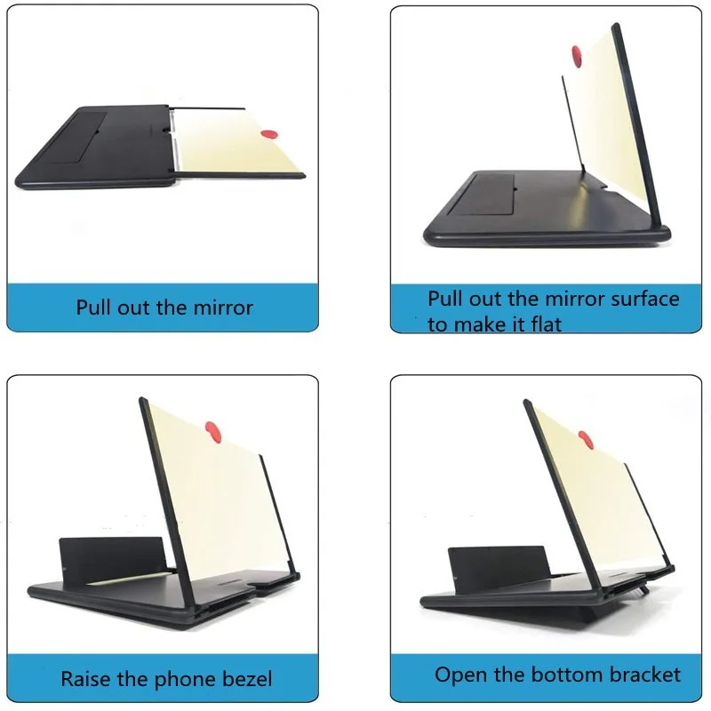 مكبر شاشة عالي الدقة 12/10 بوصة، مضخم هاتف محمول مضاد للضوء الأزرق لحماية العين، مكبر فيديو محمول متعدد الوظائف #4