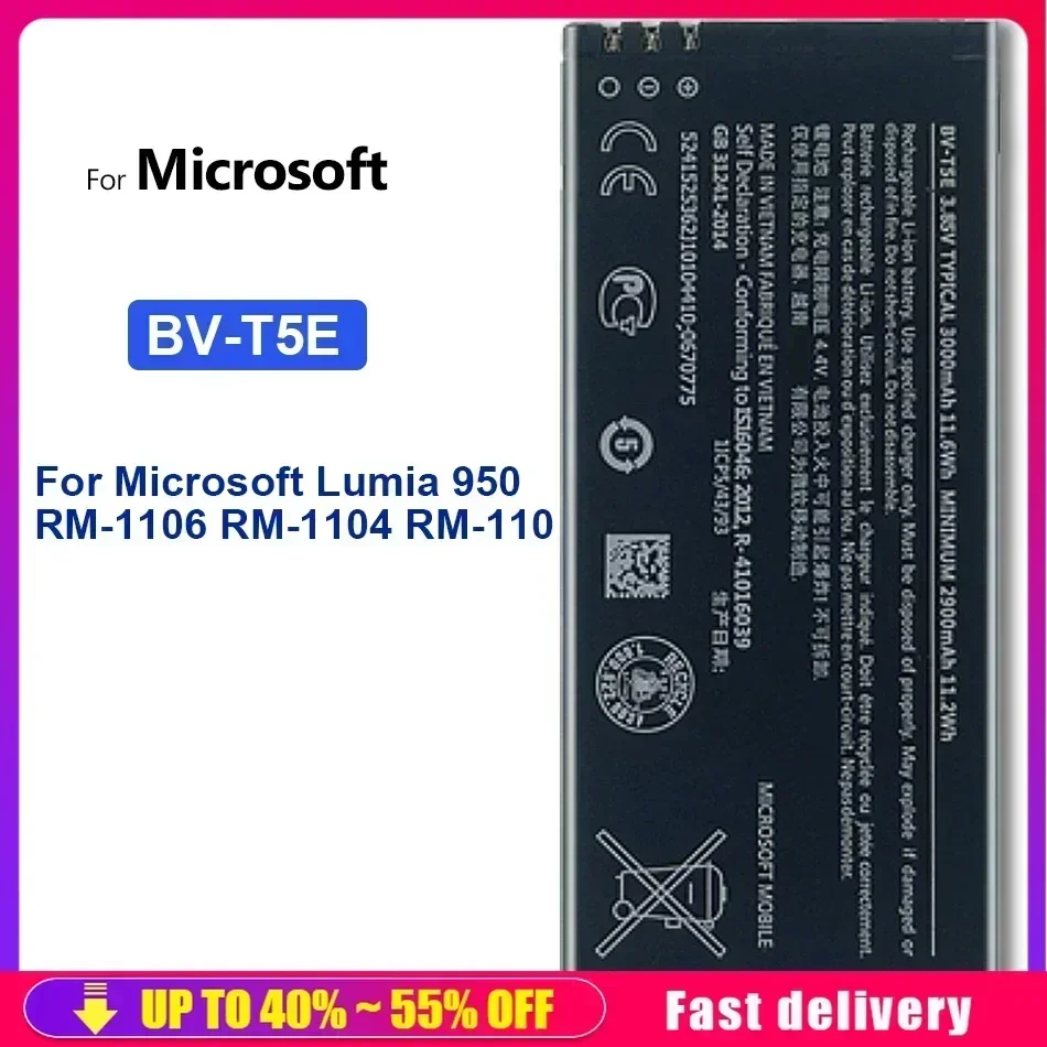 Mobile Phone Batteries BV-T5E / BVT5E / BV T5E For Microsoft Lumia 950 RM-1106 RM-1104 RM-110 Smartphone Portable Battery