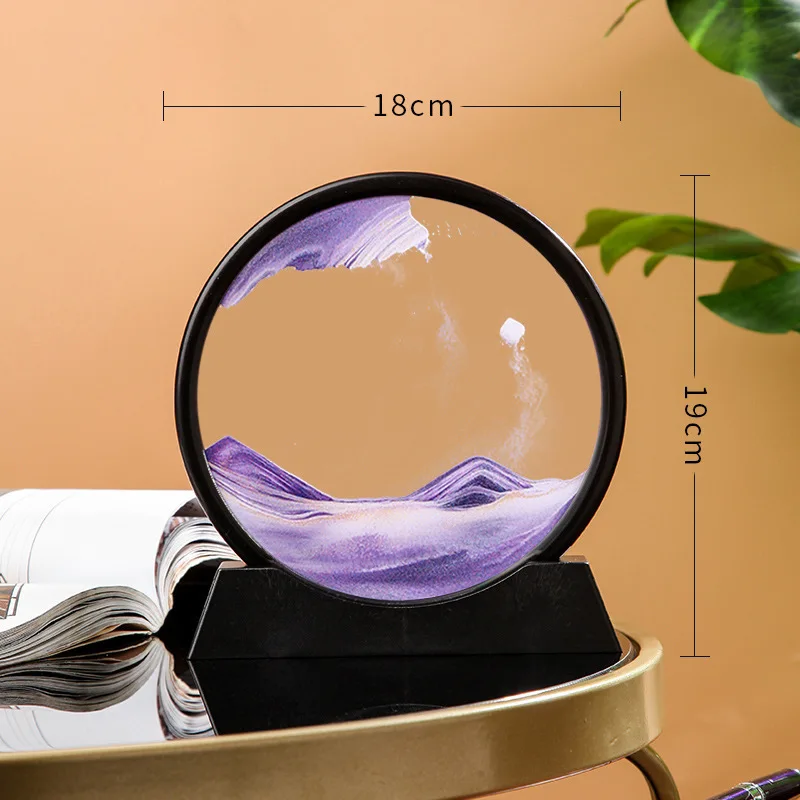 3D Sandscape Moving Sand Art Picture Quicksand Craft Round Glass Deep Sea Liquid Hourglass Flowing Sand Painting Home Decor Gift