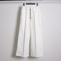 24ss RO Men's Pants Vintage Design High Street Suit Pants Wide Leg White Rick Women's Pants Casual Formal Loose Ownes Trousers