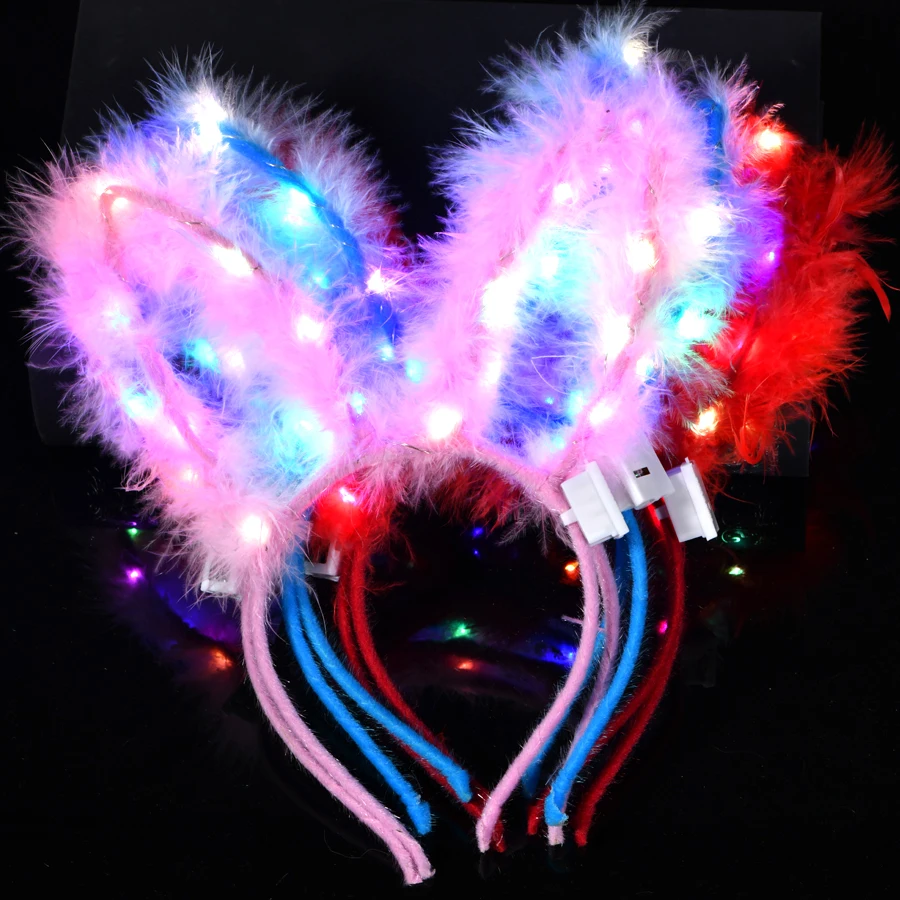 10/20/30szt Dziewczyna Kobiety Led Glow Cat Bunny Ear Hairband Light Up Flash Headband Glow In the Dark Birthday Wedding Party Supply