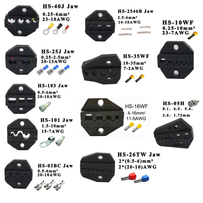 plier jaws crimping tool HS-03BC HS-40J HS-03B HS-03C HS-04WF HS-02H1 HS-02WF2C HS-625WFL HS-06WF2C HS-10A HS-25J