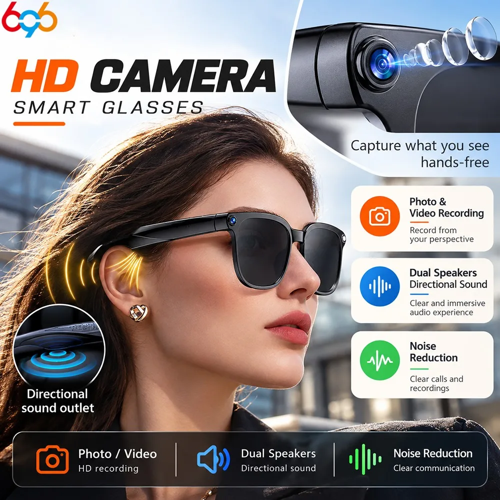 AI Smart Sunglasses with 8MP Camera  BT Audio & Video Call  Music Playback  Multifunctional Eyeglasses for Men and Women
