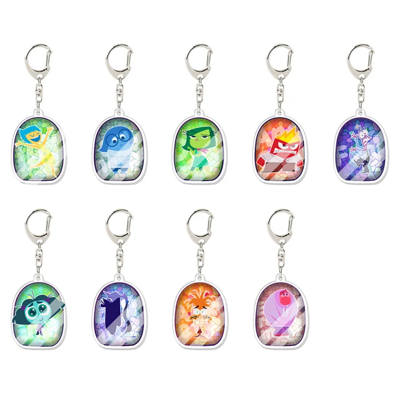 

New Disney Inside Out 2 Cartoon Double-sided Pattern Keychain Anime Peripherals Ornaments Kawaii Accessories for Boys and Girls