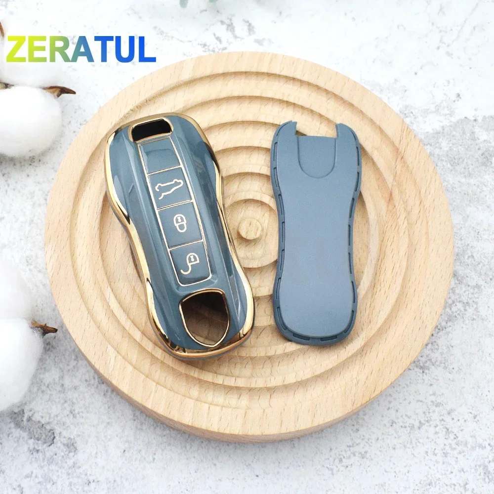 เคสเคสกุญแจรถยนต์ TPU รีโมทอัจฉริยะสำหรับ Porsche Cayenne 718 Macan Panamera 911 Boxster 2020 2021ตัวป้องกันแบบไร้กุญแจ