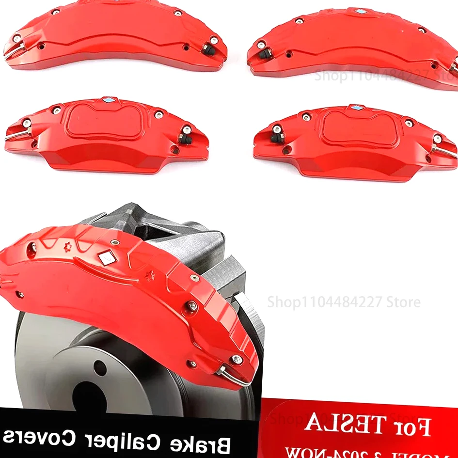 

4Pcs/set Brake Caliper Cover For Tesla Model 3 2024 Highland Accessories Aluminum Alloy (not fit for model 2017-2023)
