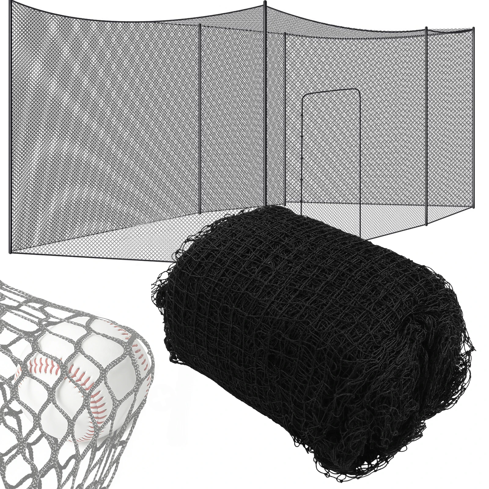 

Baseball Batting Netting 10x10x35 FT /12x12x55 FT Hitting Cage Nets Portable Net Only No Frame Included for All Skilled Levels