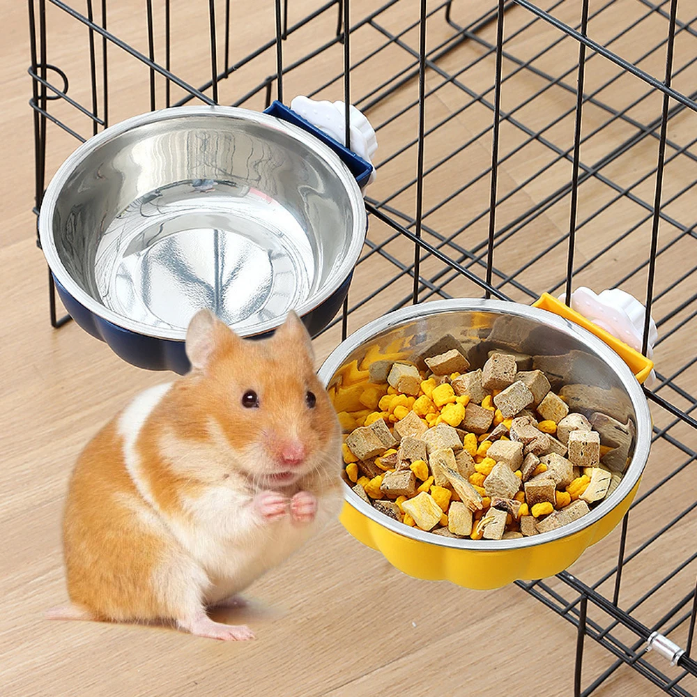 Movable Lifting Pet Hanging Food Bowl Pumpkin Shaped Stainless Steel Water Bowl for Rabbit Hamster Bird Cat Pet Feeding Supplies