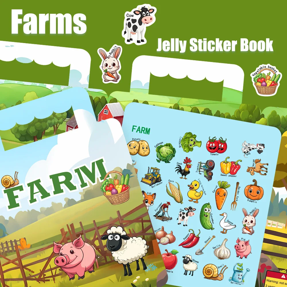 

Тихая книга Bview Art Farm Harvest для малышей — многоразовый набор наклеек для раннего обучения и навыков мелкой моторики