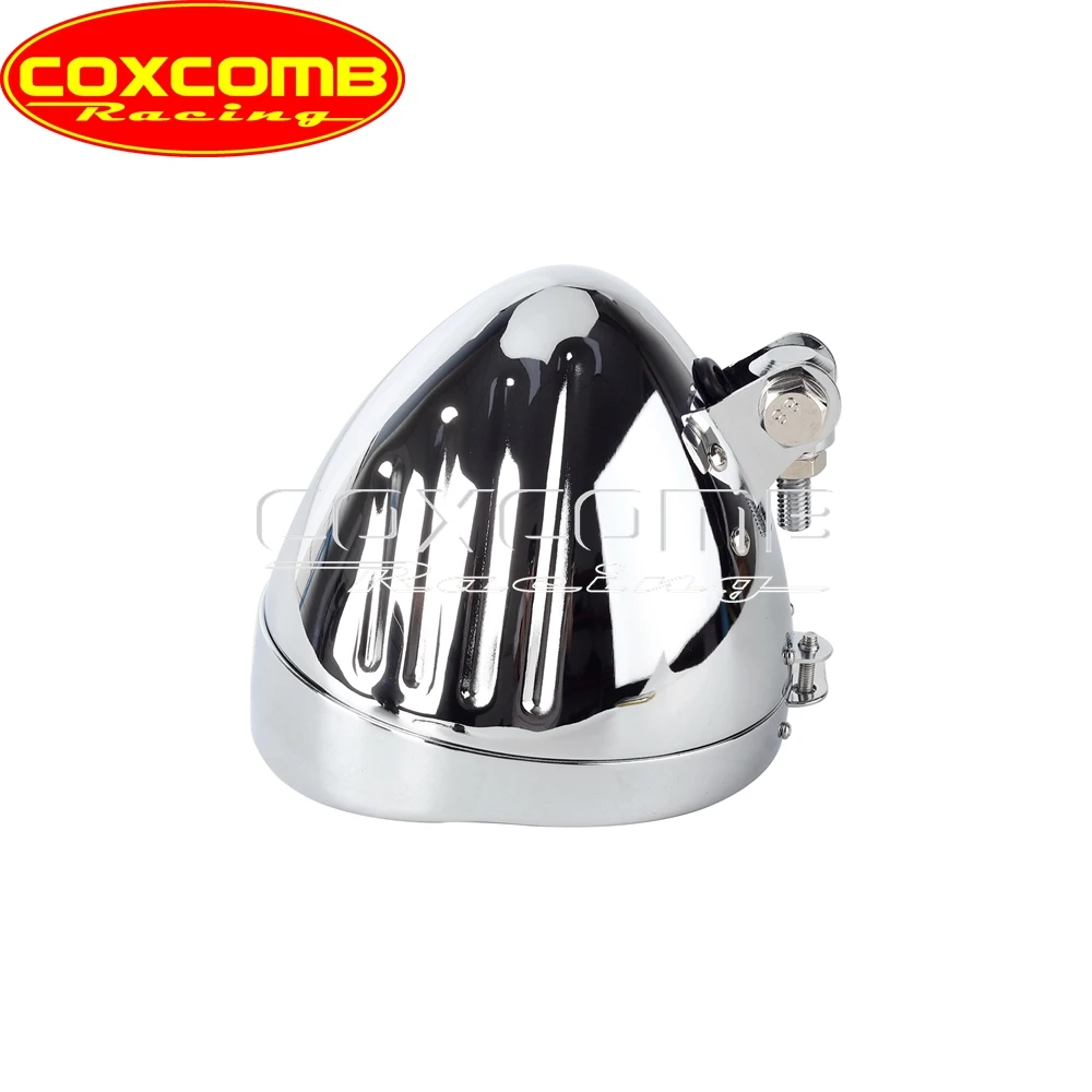 Universal Motorcycle 5.75" Round Headlight Housing Bucket With Visor Bezel& Wire Harnesst Headlamp Light Shell Mount Bracket view 6