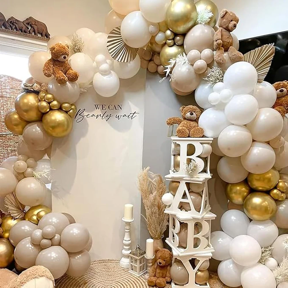 Sand White Balloons Garland Arch Metallic Gold Latex Balloon Kit Birthday Party Baby Shower Wedding Graduation Decoration Globos