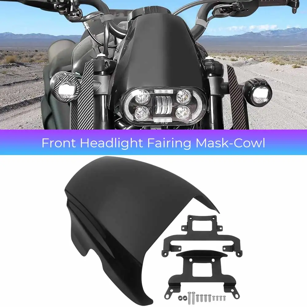 

Front Headlight Fairing Mask-Cowl For Harley Sportster S RH1250S 2021-2026 Motorcycle Headlamp Cover ABS & Aluminum Gloss Black
