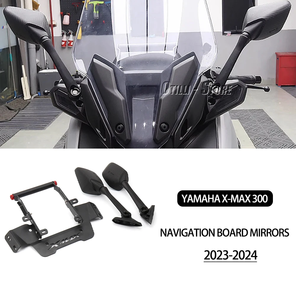 

Подставка для мотоцикла, GPS-кронштейн, держатель навигационной пластины для мобильного телефона, зеркала заднего вида для YAMAHA X-MAX 300 XMAX 300 XMAX 300 2024