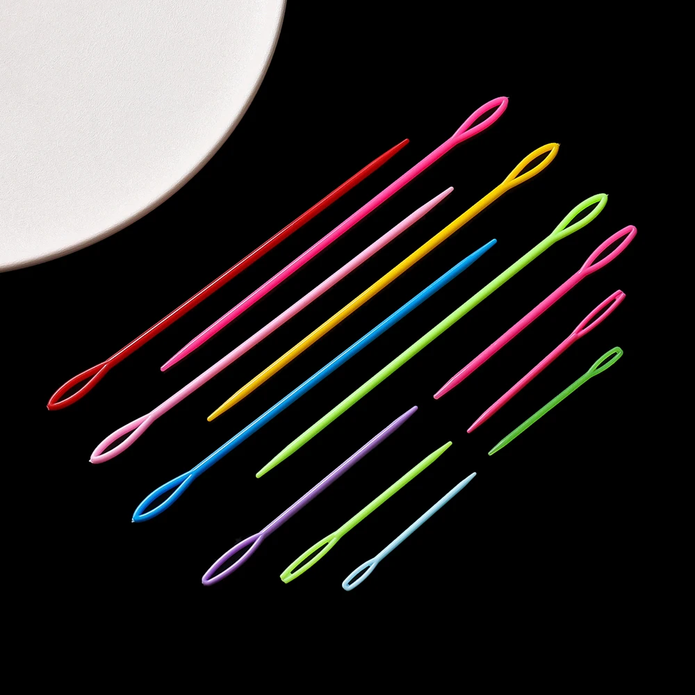 10pcs/lot Colorful Plastic Sewing Needles 5 7 9 15cm Size Colourful Large Eye Crochet Needle DIY Embroidery Jewelry Tools