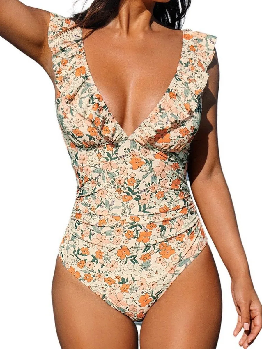 

Купальник с рюшами больших размеров, моделирующий фигуру, с драпировкой, скрывающий недостатки, с высокой талией, цельный