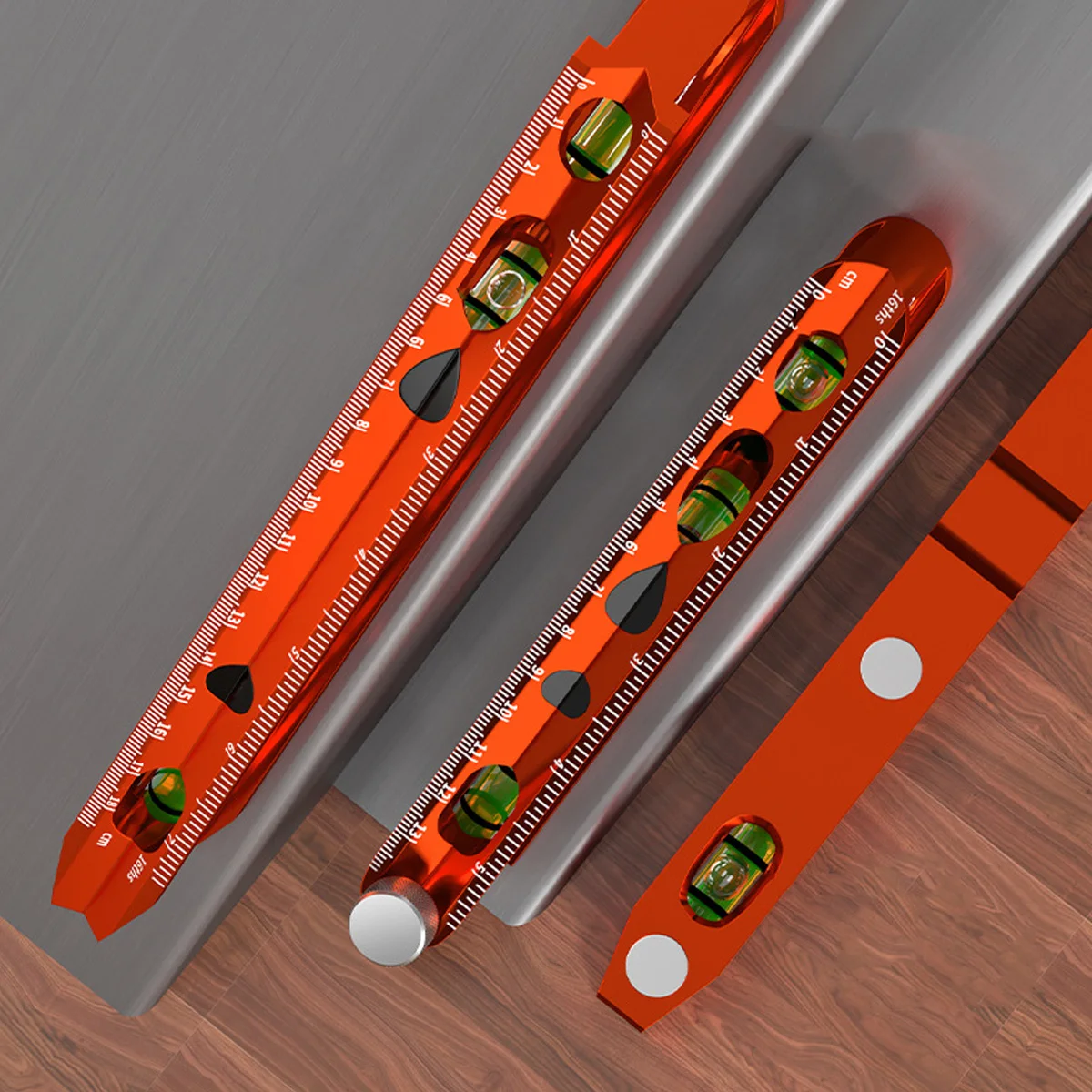 9 Inch Magnetic Torpedo Level with 4 Bubble Vials, V-Groove Magnetic Rails, Orange Aluminum Alloy Construction Diy Hand Tools