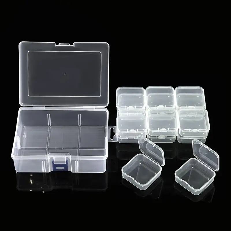 1 Set DIY Pill Seed Beads Jewelry Nail Art Material Organizer Box Transparent Rectangular Plastic Storage Box Jewelry Accessory