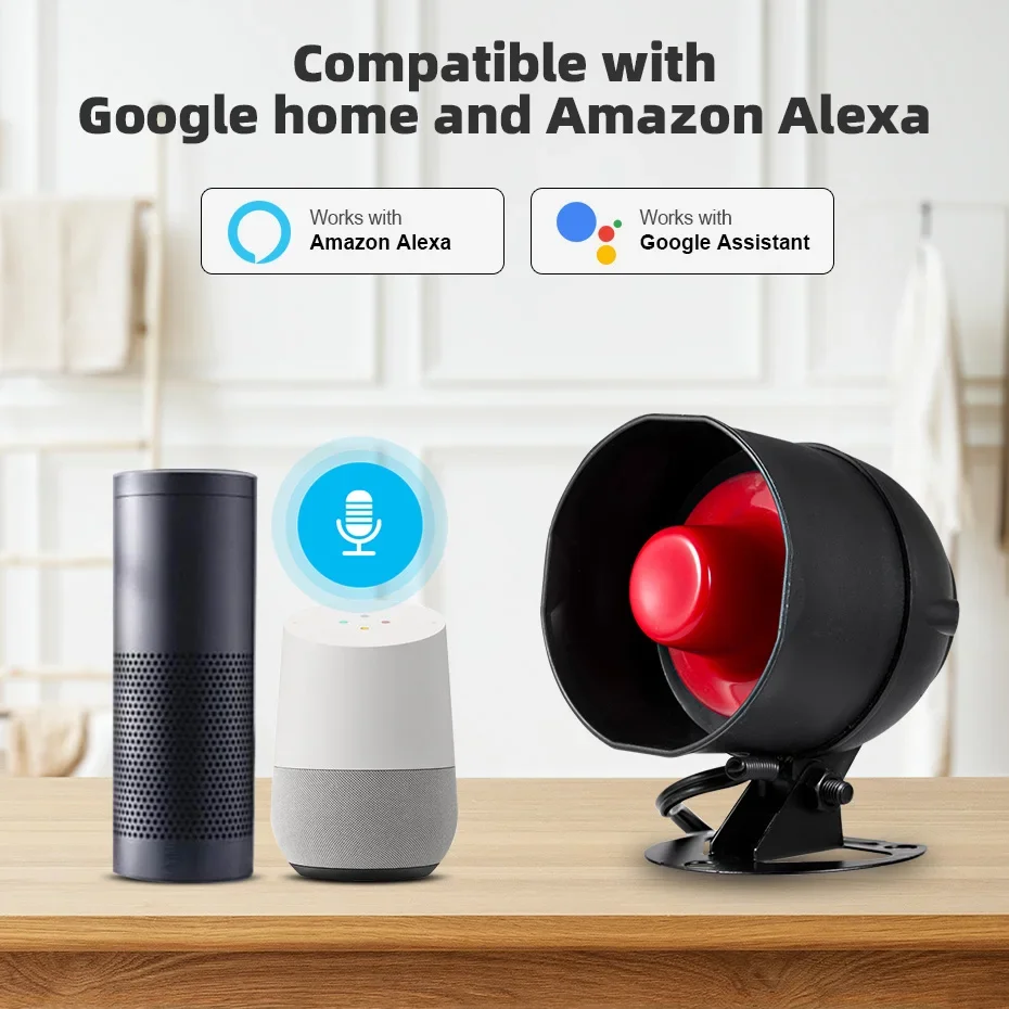 KERUI WLAN-Sirenen-Alarmsystem 110dB Lauter Lautsprecher Einbruchschutz Hausalarmsystem Kompatibel mit Tuya Smart Bewegungssensor für Zuhause