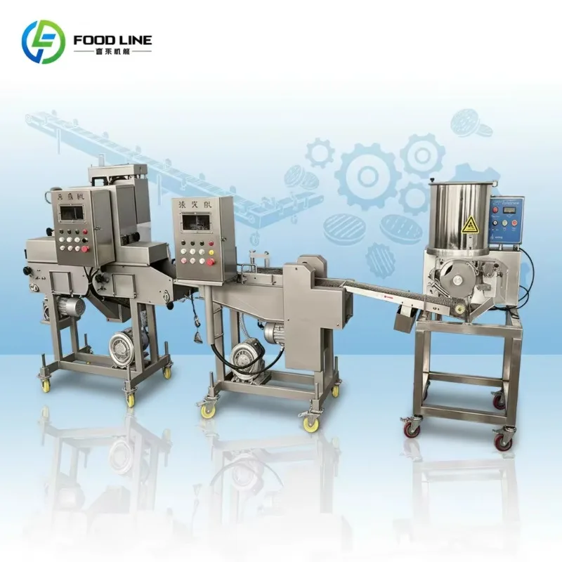 Custom Made Burger Patty Forming & Coating & Frying Production Line Commercial Chicken Nuggets Processing Equipment