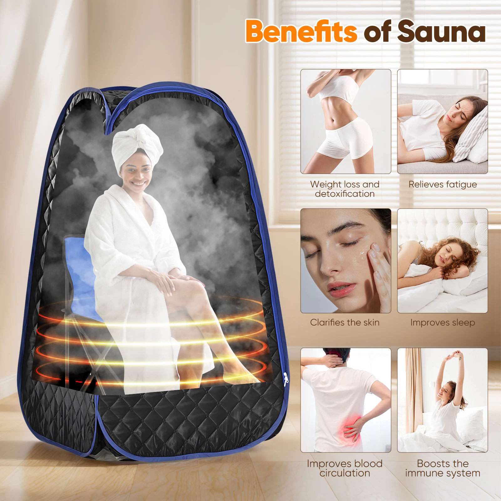 

Портативный полноразмерный набор для паровой сауны с дистанционным управлением, сауна, спа для релаксации, детоксикационной терапии тела с 3-постельным отпаривателем