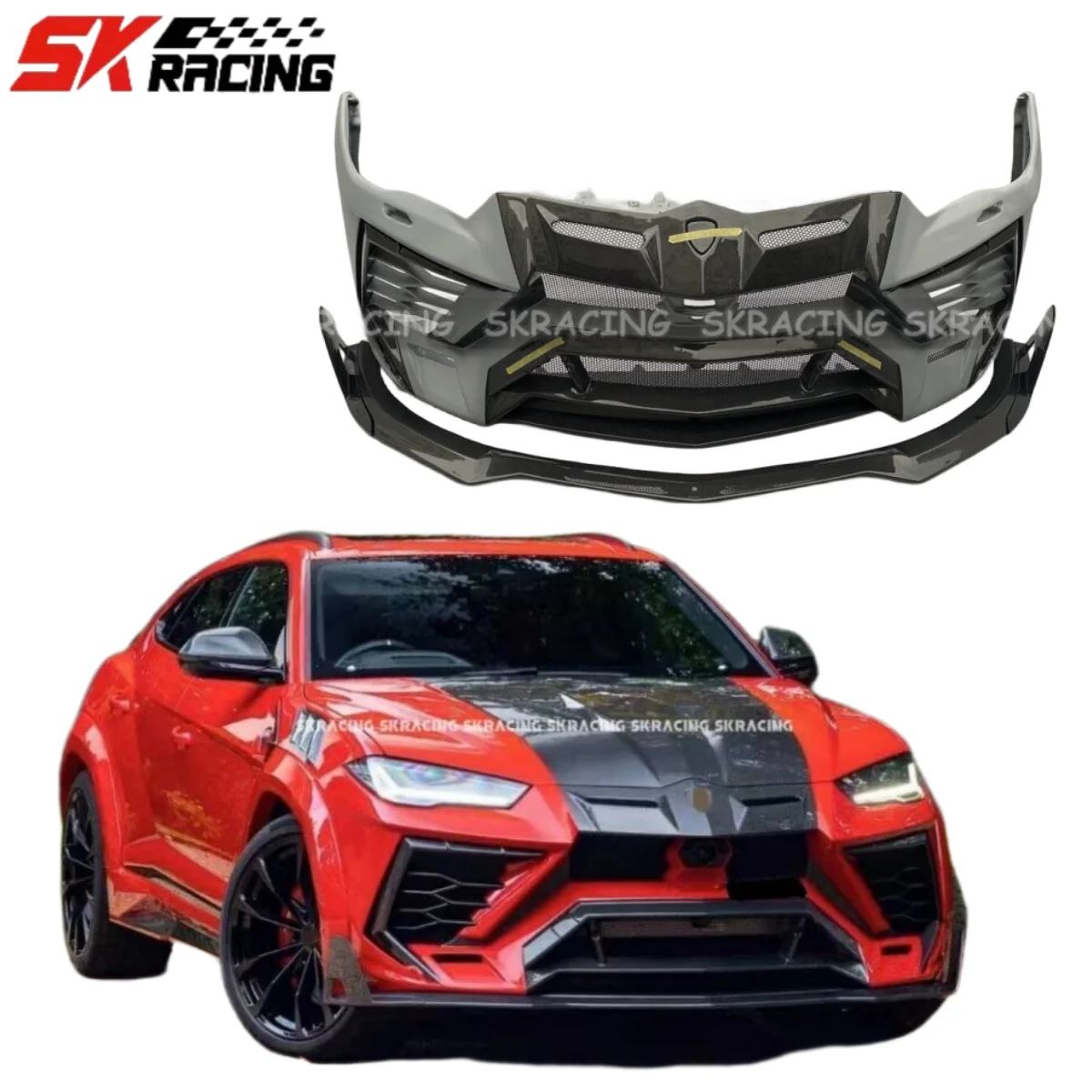 Real Carbon Fiber With High Quality Resin Front Bumper Lip Exterior Fits For 2018-2022 Lamborghini Urus Body Kits Protective Kit