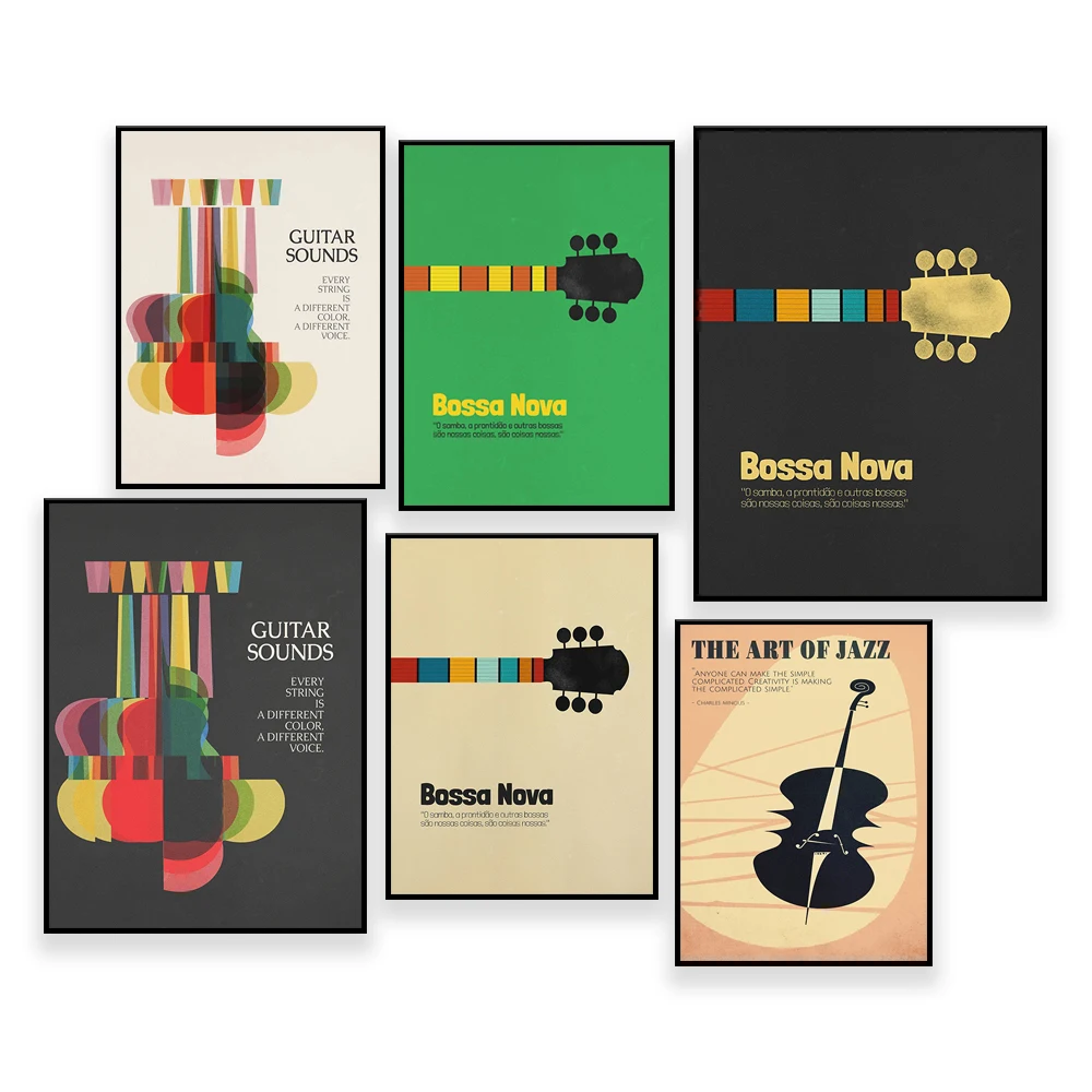 Bossa Nova Poster, Jazz Print, Brazil Art, Guitar Wall Art