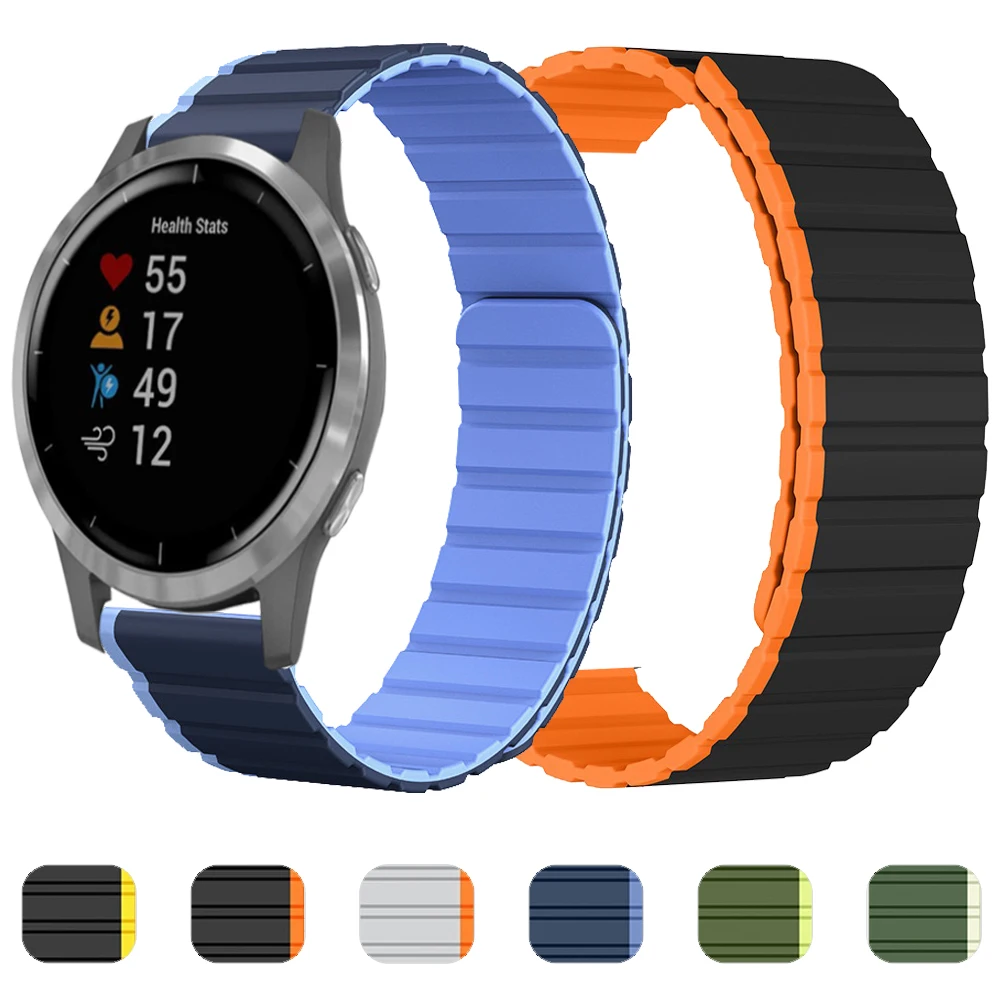 

20 мм 22 мм магнитный ремешок для Garmin Forerunner 265 255 245 645 55/CAME 2 Plus/Vivoactive 3 4 силиконовый ремешок для часов браслет