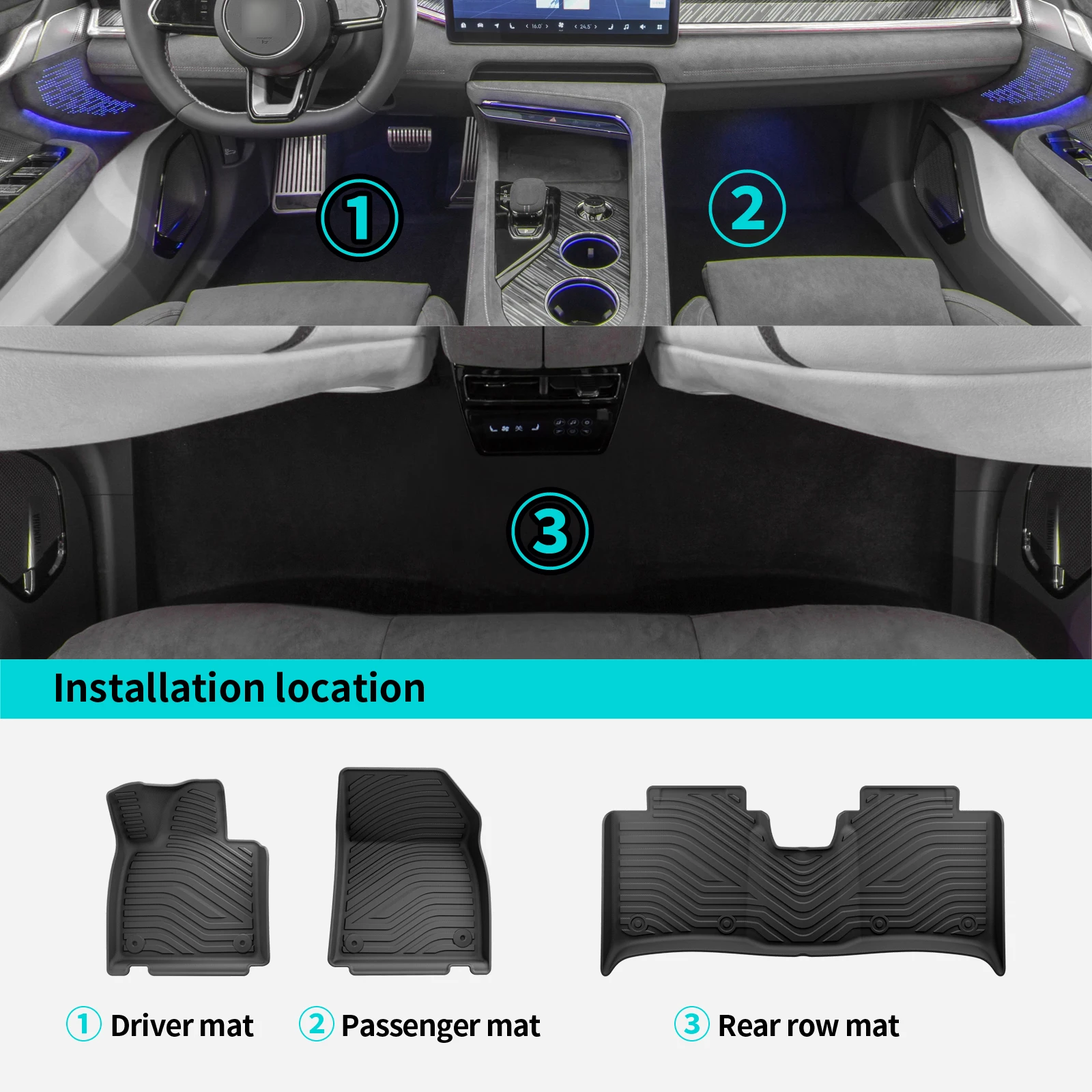 for ZEEKR 001 TPE 3D Floor Mats Trunk Pad Foot Mat Odorless Tray Car Accessories Fit Left Hand Driver