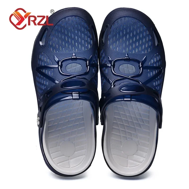 YRZL-Sandálias de praia casuais masculinas ocas, tamancos confortáveis, antideslizantes, sapatos de água masculinos, chinelos ao ar livre