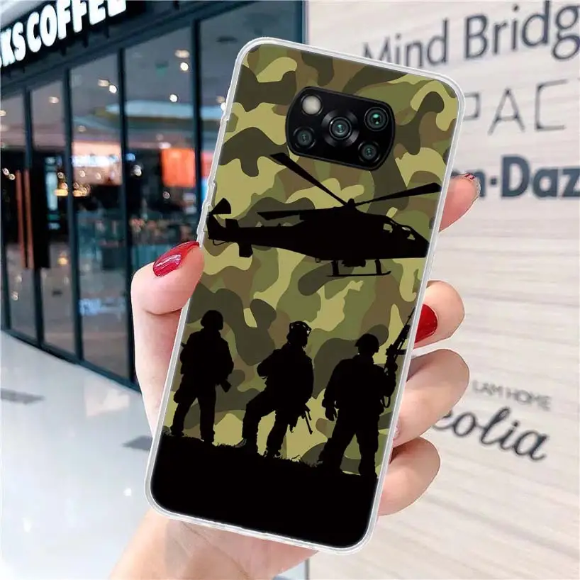 Camouflage Military Soft Phone Case for Xiaomi Poco X5 X4 Gt X3 Nfc M5s M4 Pro M3 F3 F2 F1 Mi Note 10 A2 A3 Lite Coque Cover