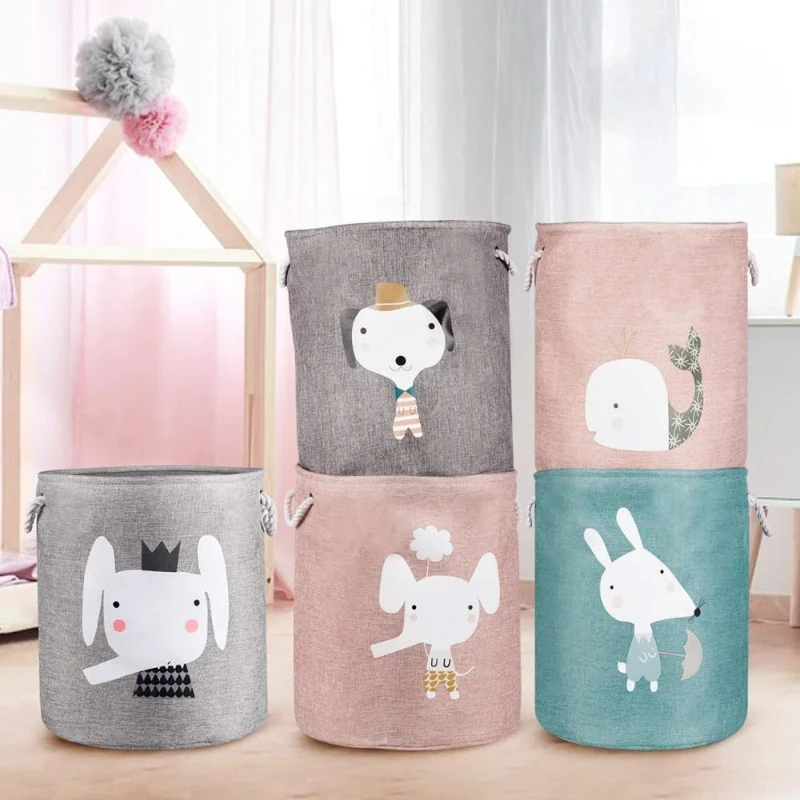 Folding Storage Basket Linen Storage Fabric Wardrobe Office Bedroom Closet Toys Laundry Basket With Handle Storage Organizer