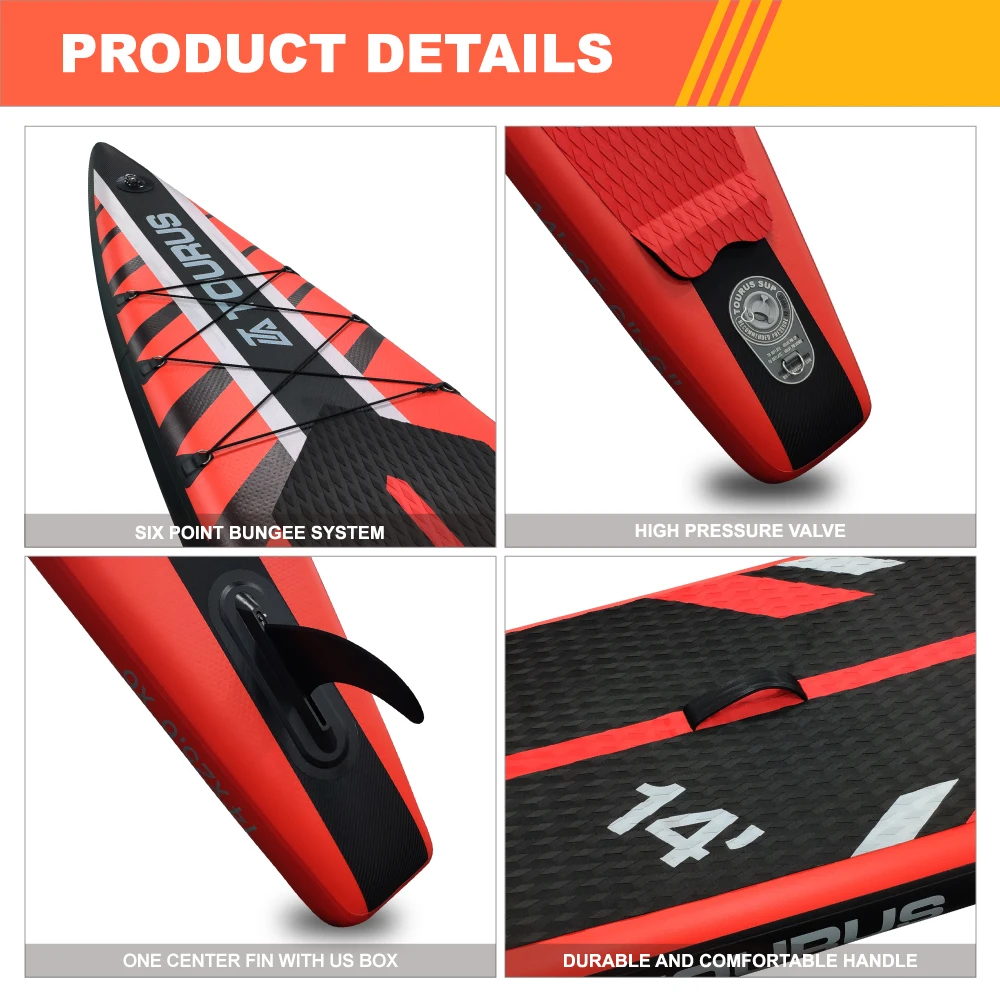14ft Inflatable Racing SUP Board New Design Durable Touring Paddle Board Non-slip Stand Up Paddleboard for Beginner Experienced