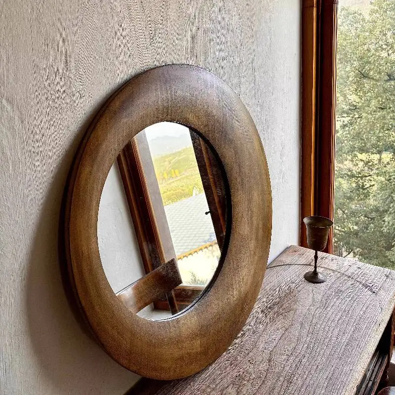 Retro Bathroom Classic Mirror Personalised Modern Small Aesthetic Mirror Custom Wood Desk Specchio Trucco Bedroom Accessories