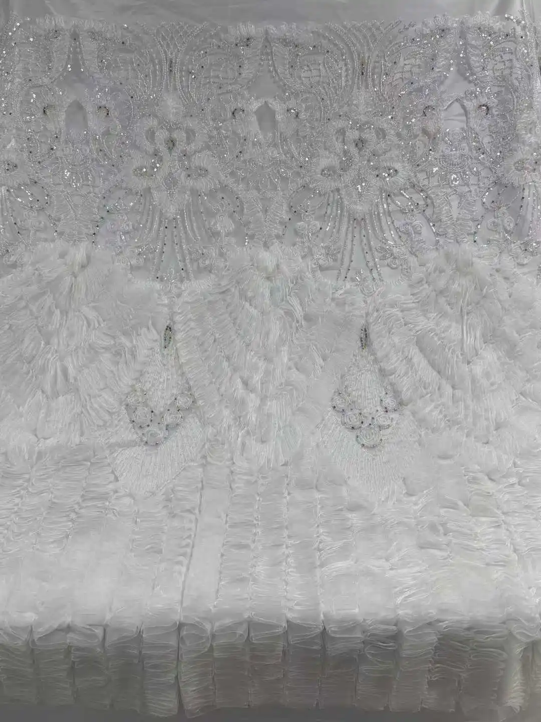 Latest African 3D Flower Lace Fabric Embroidery French Mesh Lace Fabric With Sequins Groom Nigerian Tulle Lace For Party