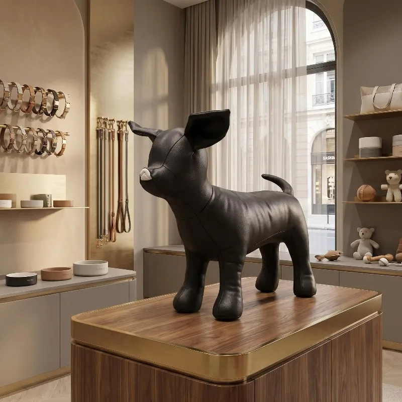 Leather Dog Mannequin Display Model 3 Sizes Pet Clothing Dress Form Stand Dummy for Pet Shop Apparel Harness Collar Showcase