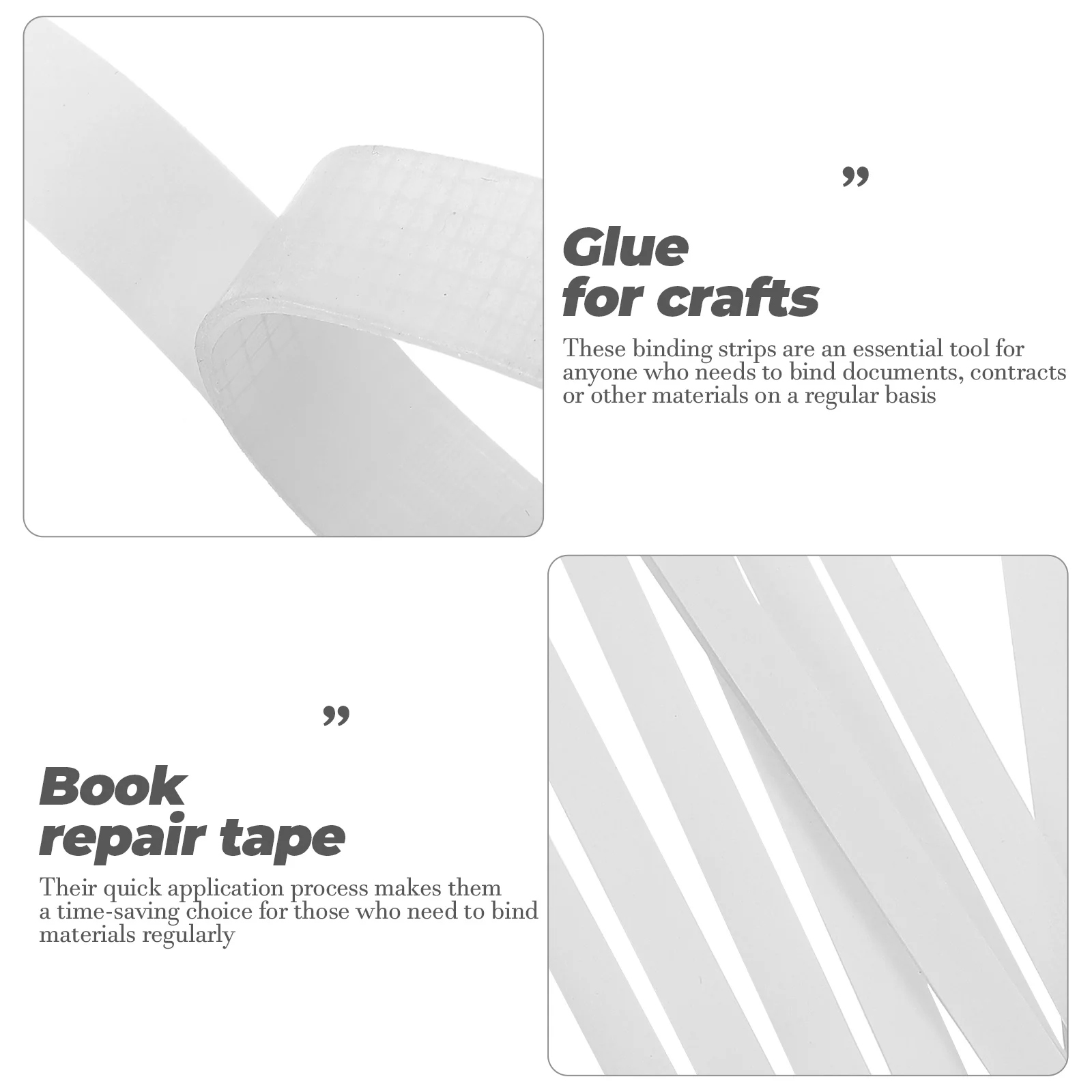 30 Pcs Binding Glue 12mm Tape with Mesh Backing Stapler Supplies Office Double Sided Book Plastic Bookbinding Strip