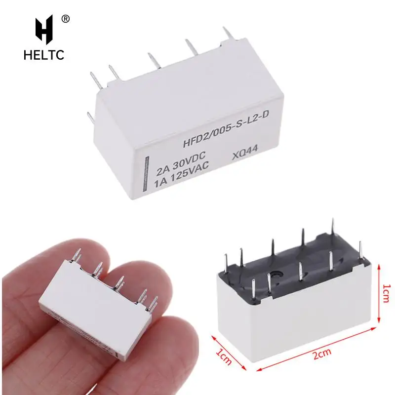 1x Realy 5V  Coil Bistable Latching Relay DPDT 30VDC 2A 1A 125VAC HFD2/005-S-L2-D Realy 10 Pins