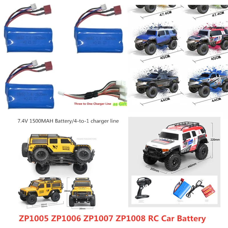 ZP1005 ZP1006 ZP1007 ZP1008 ZP1009 ZP1010 4WD Drifting RC Car 7.4V 1500mAh Battery/3in1 Line Spare Parts For ZP1005 ZP100 RC Car