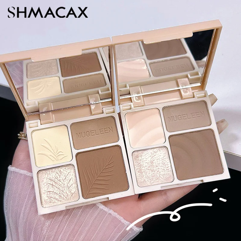 Four Color Highlights Palette Face Matte Shadow Lasting Glow Brighten Contour Shimmer Powder 3D Nose Cosmetics