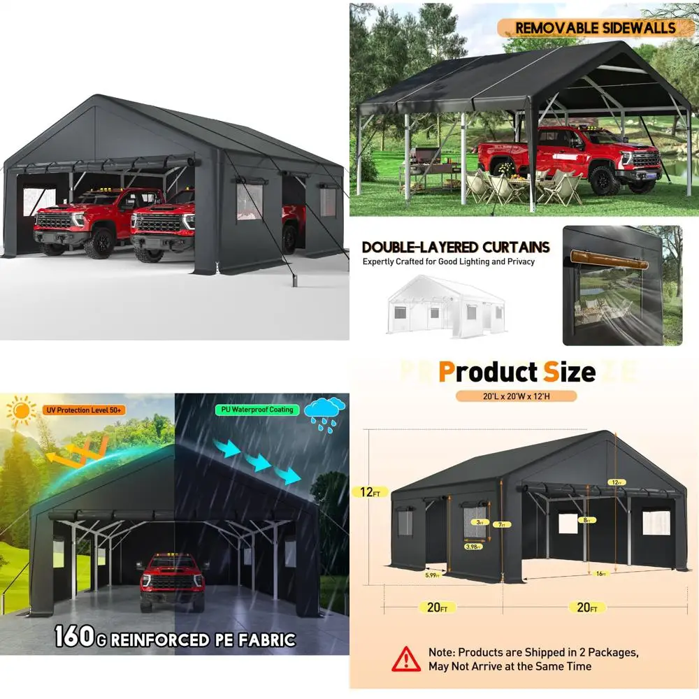 

Extra Large 20x20 All-Weather Metal Carport with Side Opening Doors for Outdoor Vehicle Protection