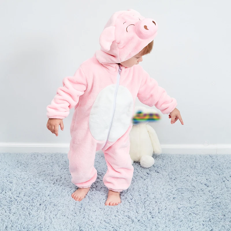 

Umorden Cartoon Animal Pink Pig Costume for Baby Girls Onesie Kigurumi Romper Jumpsuit Flannel Winter Outfit Infant 0-3 Years