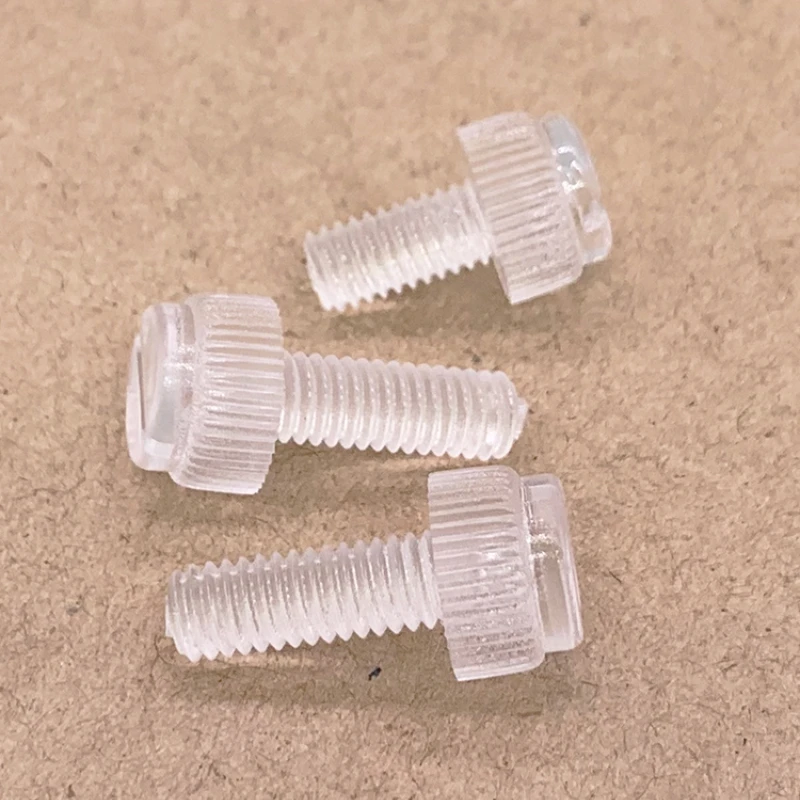 10-50PCS  Transparent Acrylic PC Slotted Hand Twisted Knurled Nylon Screw Plastic Screw M3 m4 m6 m8  drop shipping