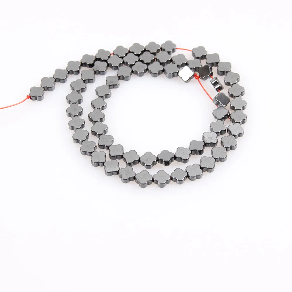 Natural Stone Hematite Loose Beads Black Four-leaf Clover Shaped Beads Used in jewelry making DIY bracelet necklace accessories