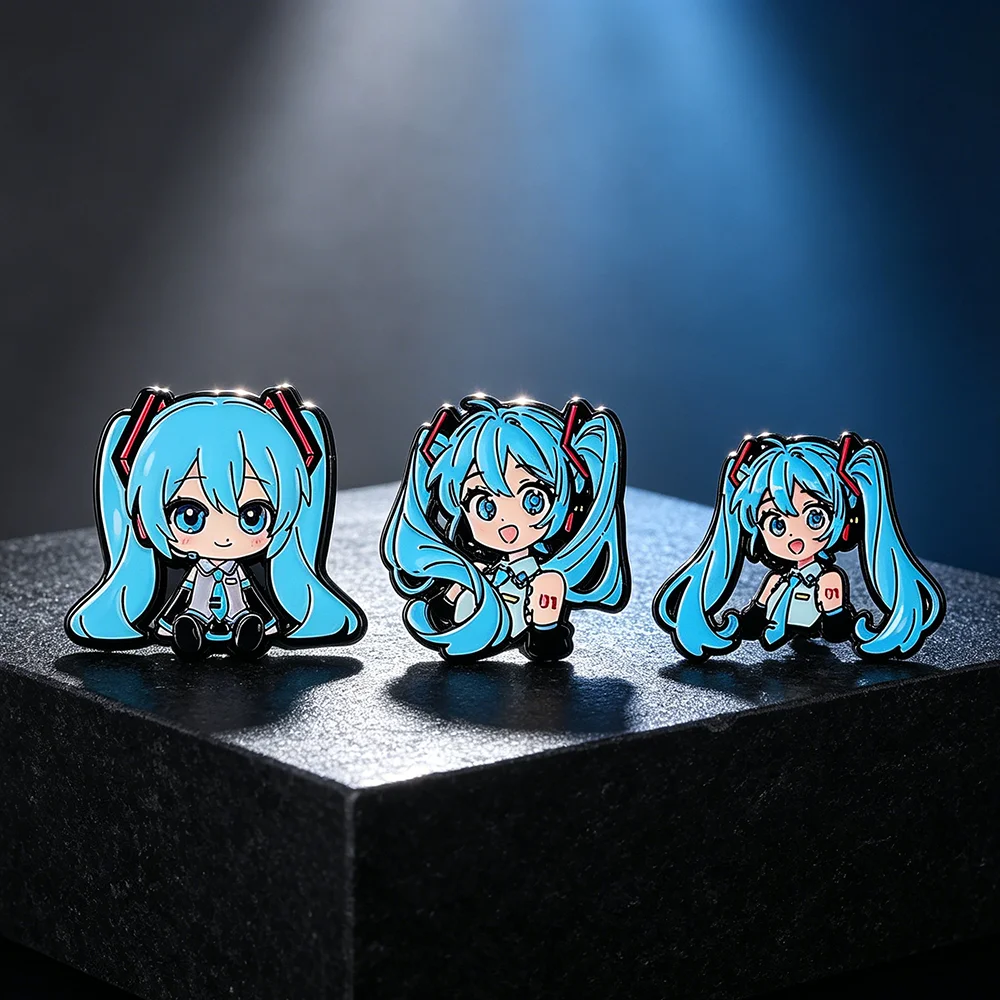 Cool Girl Cute Anime Virtual Singer Lapel Brooch Metal Badge for Backpack Jacket Collectible Fans Gift