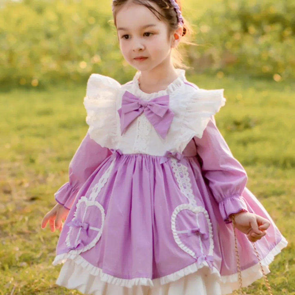 

Spanish style girl's dress Lolita fluffy autumn/winter bow children's dress sukienka dla dziewczynki