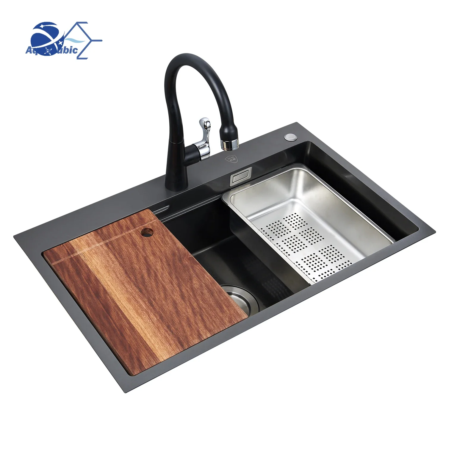 

30 Inch Black 304 Stainless Steel Drop in Workstation 18 Gauge Nano Deep Topmount Kitchen Sink