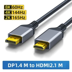 DP1.4 to HDMI2.1 Cable DP to HDMI With Chip HDMI to Display Cable HD Conversion Adapter Cable for Monitor Video Converter