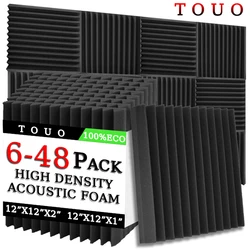 TOUO-espuma acústica de alta densidad para estudio, Material de absorción de sonido, aislamiento de puerta, decoración del hogar, 6/12/24/48 piezas